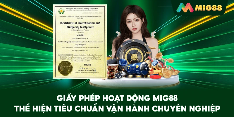 Giấy Phép Hoạt Động MIG88 thể hiện tiêu chuẩn vận hành chuyên nghiệp